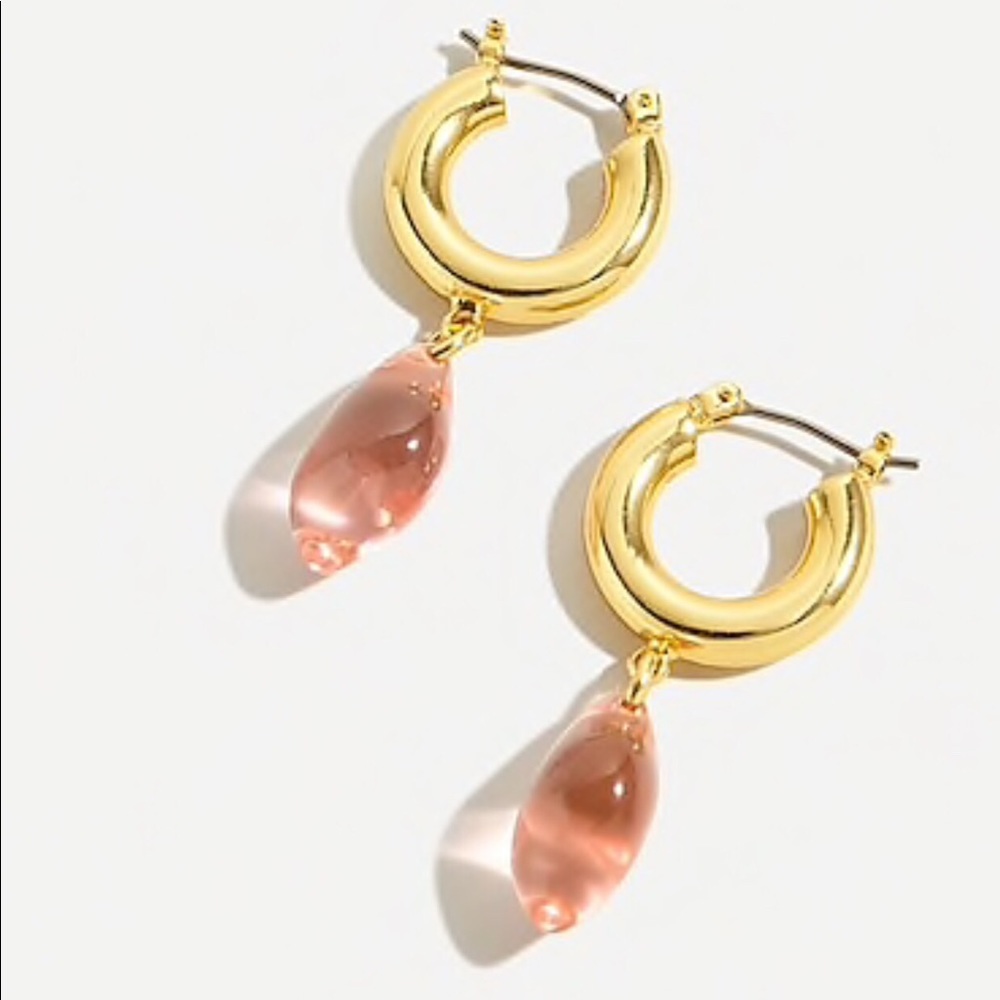 New J. Crew Blush Pink Acetate Drop Huggie Hoop Earrings